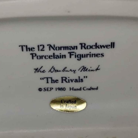 The Danbury Mint Norman Rockwell The Rivals Porcelain Figurines Hand Crafted - Picture 6 of 6